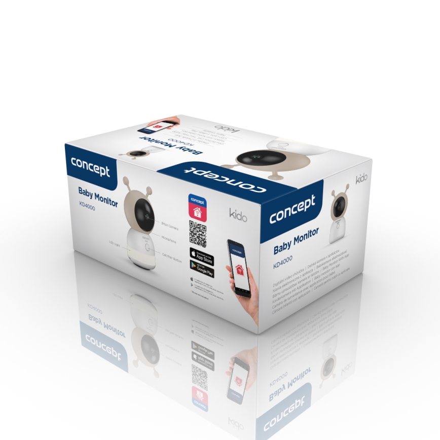 Concept KD4000 - Monitor para bebé inteligente com sensor de movimento SMART KIDO 4,5W/230V Wi-Fi bege