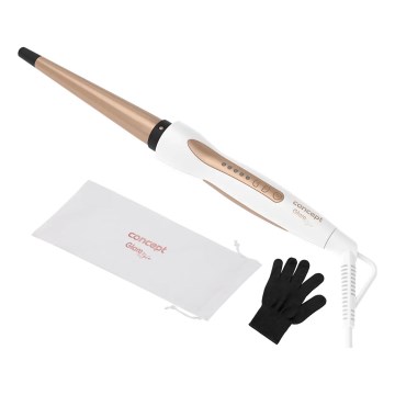 Concept KK2125 - Modelador cónico de cabelo GLAM STYLE 42W/230V branco/ouro rosé