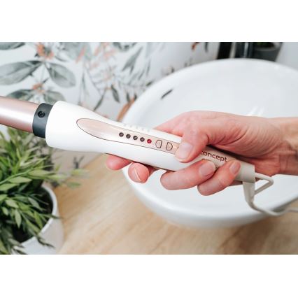 Concept KK2125 - Modelador cónico de cabelo GLAM STYLE 42W/230V branco/ouro rosé