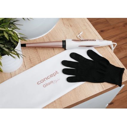 Concept KK2125 - Modelador cónico de cabelo GLAM STYLE 42W/230V branco/ouro rosé