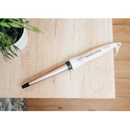 Concept KK2125 - Modelador cónico de cabelo GLAM STYLE 42W/230V branco/ouro rosé