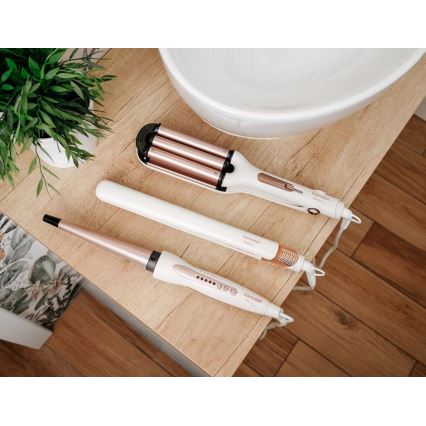 Concept KK2125 - Modelador cónico de cabelo GLAM STYLE 42W/230V branco/ouro rosé