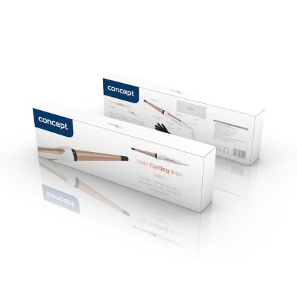 Concept KK2125 - Modelador cónico de cabelo GLAM STYLE 42W/230V branco/ouro rosé