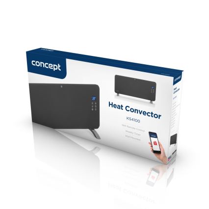 Concept KS4100 - Aquecedor elétrico inteligente/convector 1000/2000W Wi-Fi IP24 cinzento