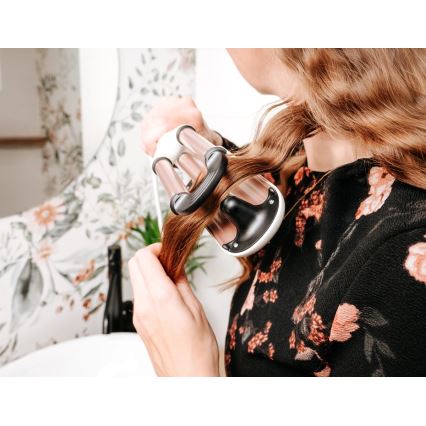 Concept KT2140 - Modelador triplo de cachos GLAM STYLE 100W/230V branco/rosa dourado