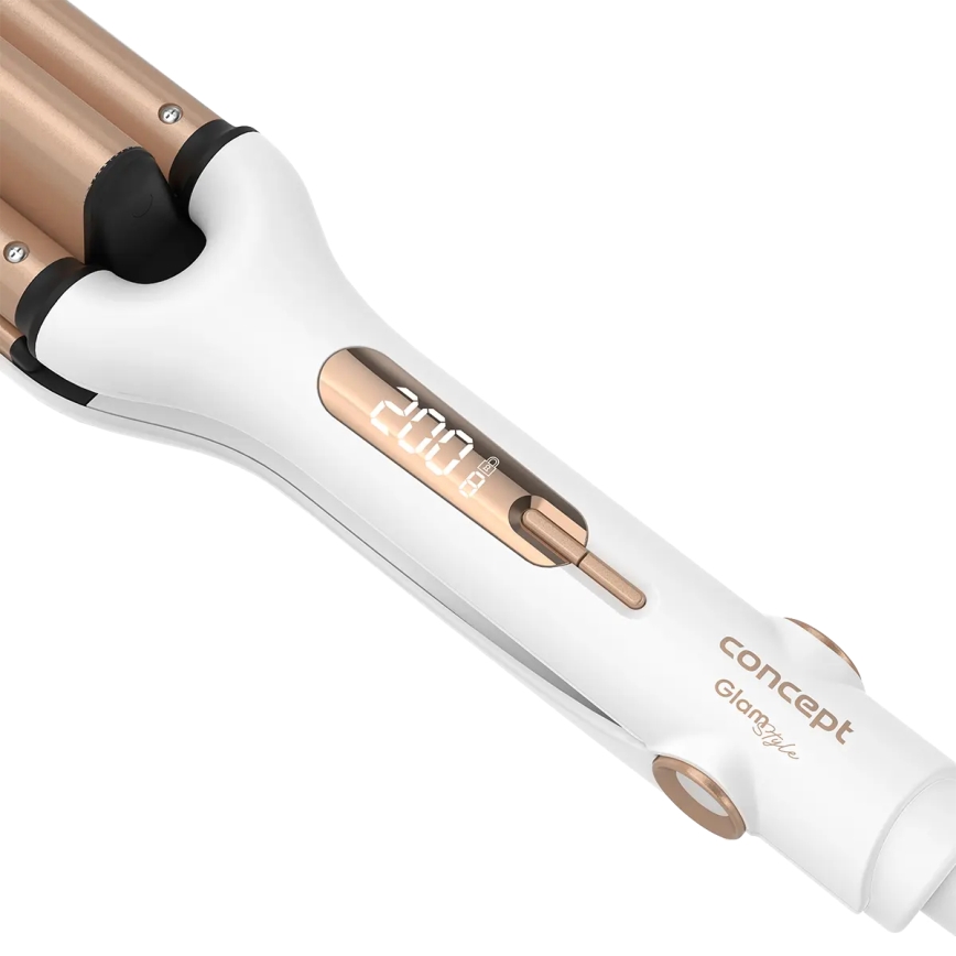 Concept KT2140 - Modelador triplo de cachos GLAM STYLE 100W/230V branco/rosa dourado