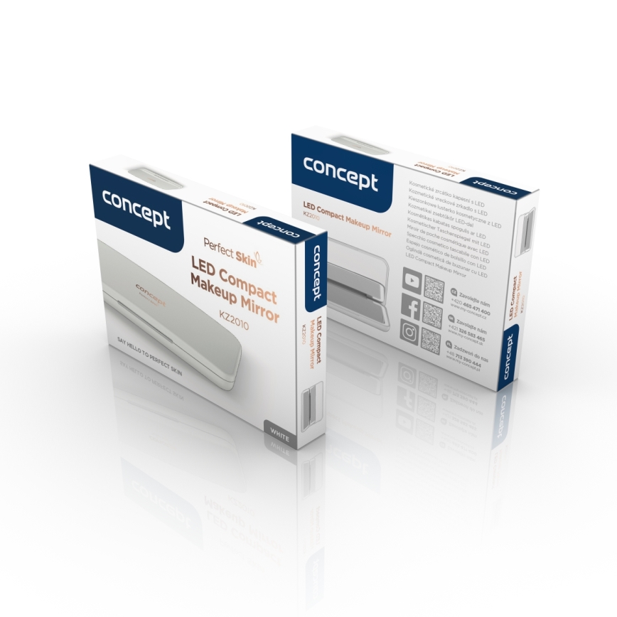 Concept KZ2020 - Espelho cosmético de bolso com LED PERFECT SKIN LED/1,5W/5V 4500-5500K 300 mAh preto