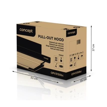 Concept OPV3150bc - Exaustor telescópico 49,5 cm preto