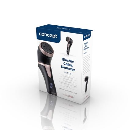 Concept PN3020 - Lima eléctrica para calcanhares PERFECT SKIN 5V 1200 mAh IPX6 preto/ouro rosé