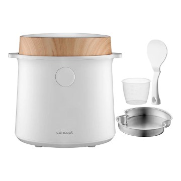 Concept RE3030 - Panela elétrica de arroz digital 2 em 1 380W/230V 1,5 l branca/acabamento em madeira