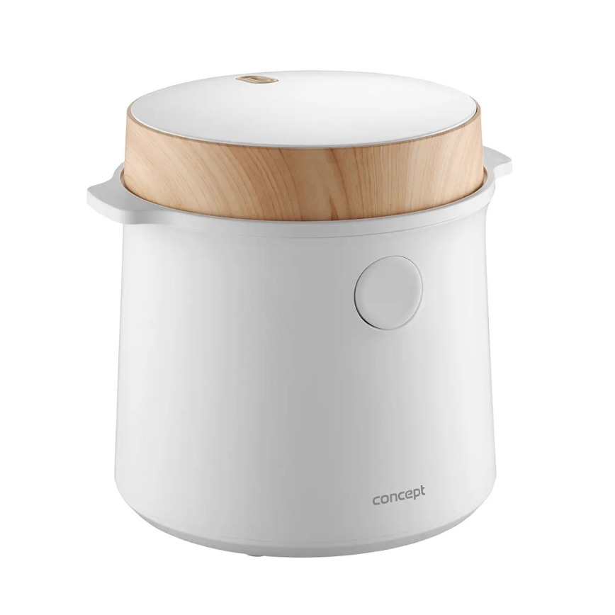 Concept RE3030 - Panela elétrica de arroz digital 2 em 1 380W/230V 1,5 l branca/acabamento em madeira