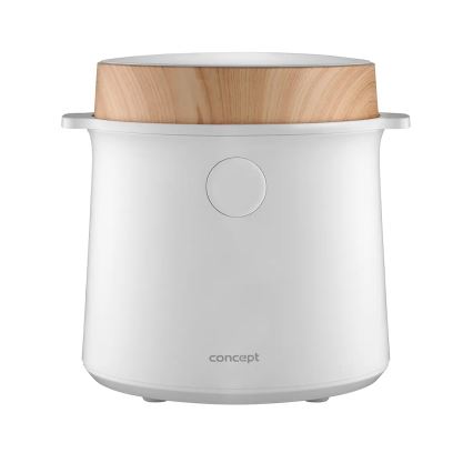 Concept RE3030 - Panela elétrica de arroz digital 2 em 1 380W/230V 1,5 l branca/acabamento em madeira