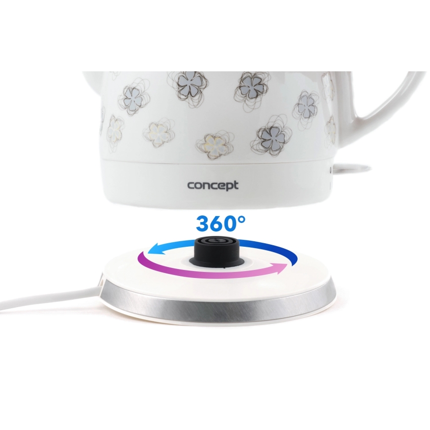 Concept RK0010ne - Chaleira elétrica rápida 1 l 1100W/230V branca/cerâmica