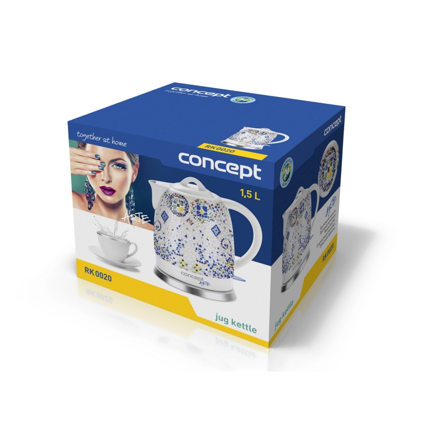 Concept RK0020 - Chaleira elétrica 1,5 l 1350W/230V multicolorida/cerâmica