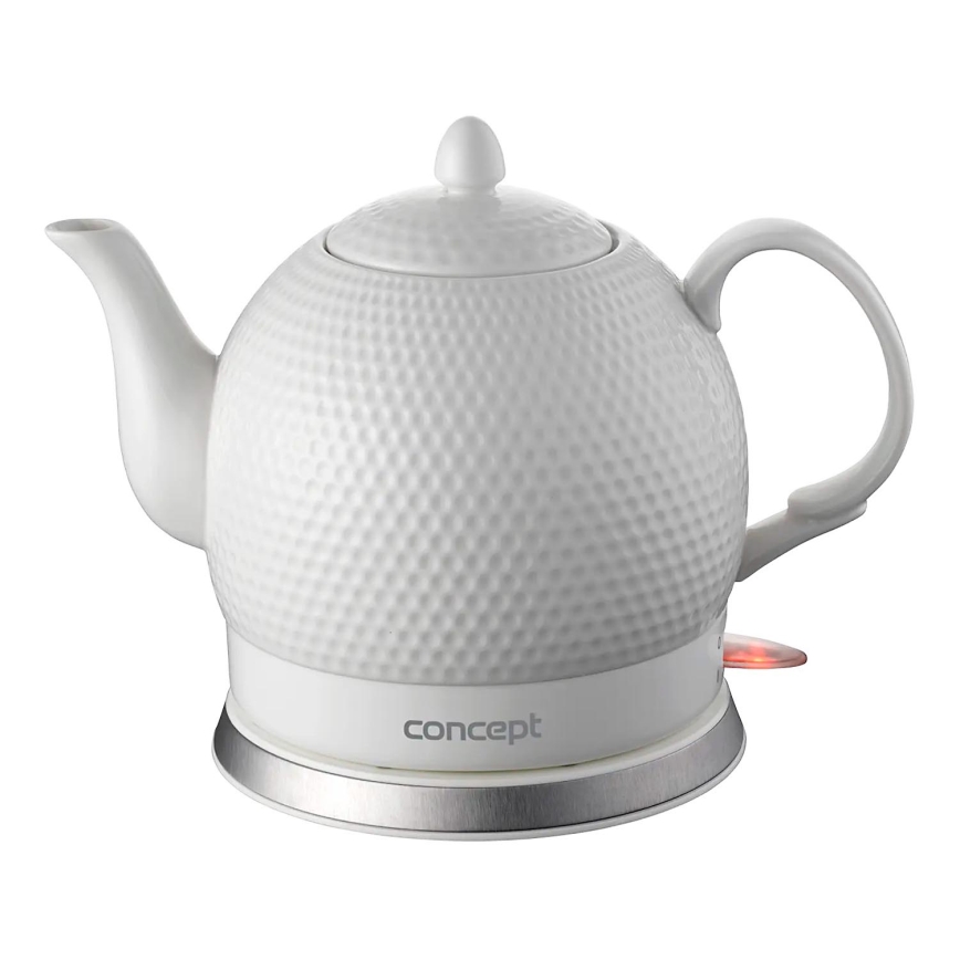 Concept RK0050 - Chaleira elétrica de fervura rápida 1,2 l 1000W/230V branca/cerâmica