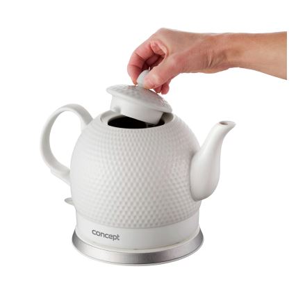 Concept RK0050 - Chaleira elétrica de fervura rápida 1,2 l 1000W/230V branca/cerâmica