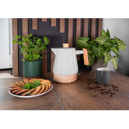 Concept RK0091 - Chaleira elétrica 1,5 l 1500W/230V cinza claro/acabamento em madeira/cerâmica