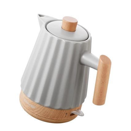 Concept RK0091 - Chaleira elétrica 1,5 l 1500W/230V cinza claro/acabamento em madeira/cerâmica
