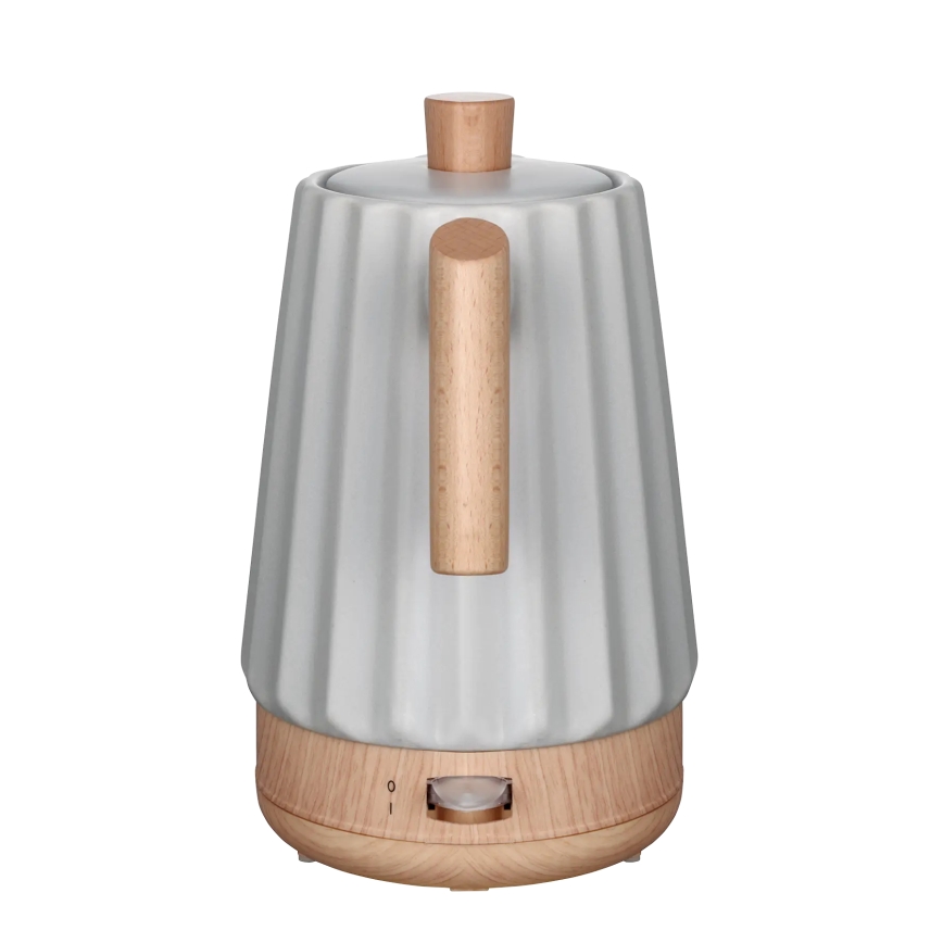Concept RK0091 - Chaleira elétrica 1,5 l 1500W/230V cinza claro/acabamento em madeira/cerâmica