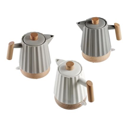 Concept RK0092 - Chaleira elétrica 1,5 l 1500W/230V cinzento escuro/acabamento em madeira/cerâmica