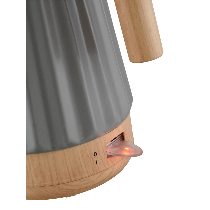 Concept RK0092 - Chaleira elétrica 1,5 l 1500W/230V cinzento escuro/acabamento em madeira/cerâmica