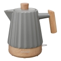 Concept RK0092 - Chaleira elétrica 1,5 l 1500W/230V cinzento escuro/acabamento em madeira/cerâmica