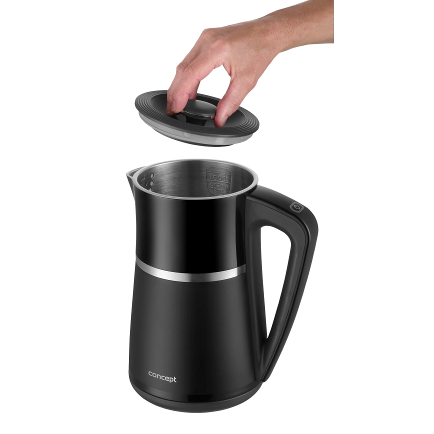 Concept RK3100 - Chaleira elétrica com controlo de temperatura 1,7 l 2200 W/230 V preta