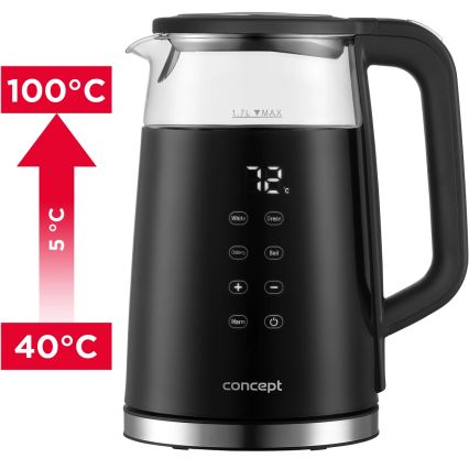 Concept RK4100 - Chaleira eléctrica com controlo de temperatura 1,7 l 2200W/230V preta