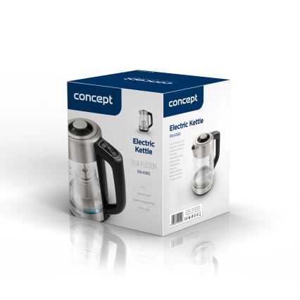 Concept RK4190 - Chaleira elétrica com controlo de temperatura e filtro 1,7 l 2200W/230V em aço inoxidável