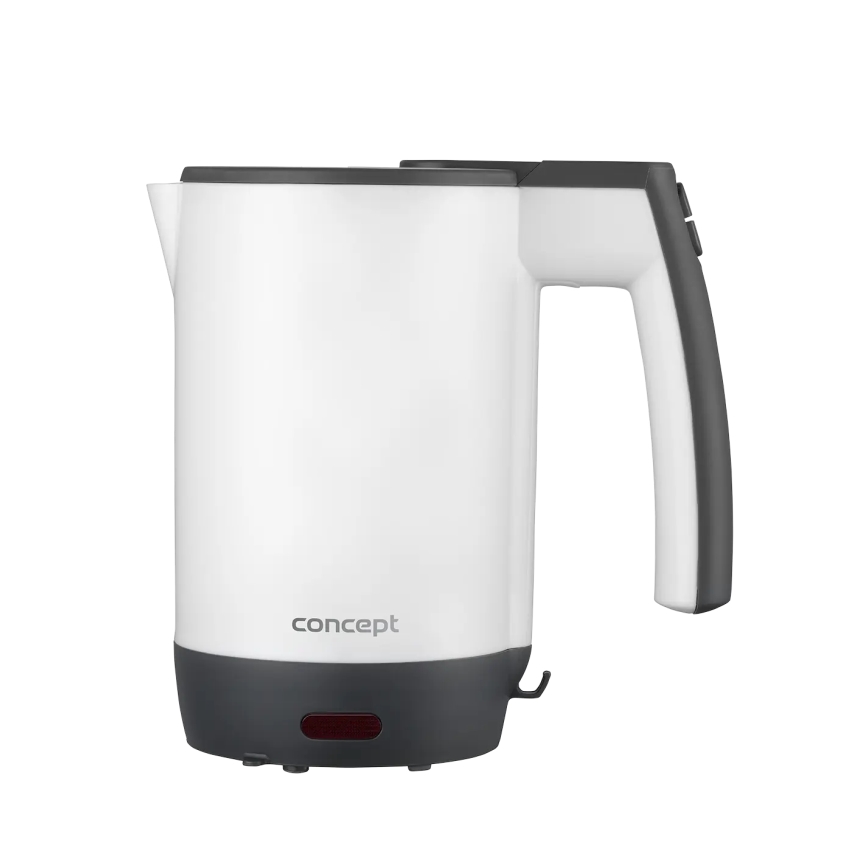 Concept RK7030 - Chaleira elétrica de viagem 0,5 l 1080W/230V cinzenta/branca + 2 chávenas