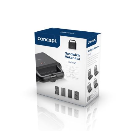 Concept SV3055 - Máquina de fazer sandes 4em1 700W/230V preto