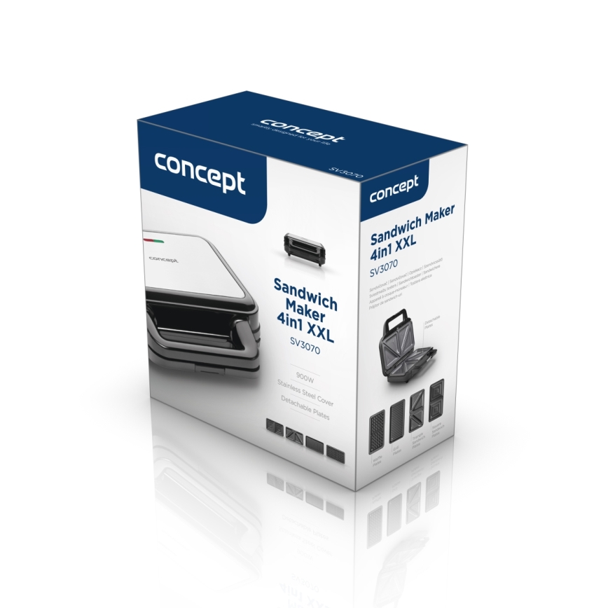 Concept SV3070 - Torradeira XXL 4 em 1 900W/230V preta/inox
