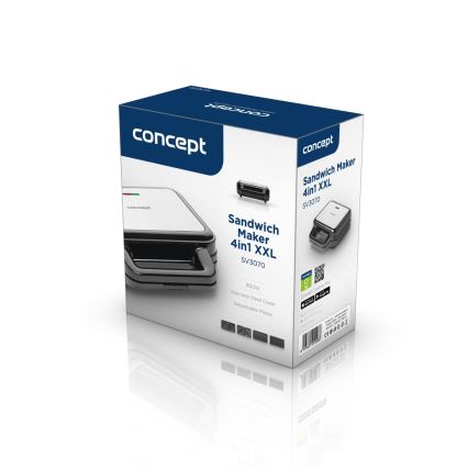 Concept SV3070 - Torradeira XXL 4 em 1 900W/230V preta/inox