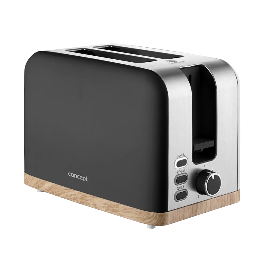 Concept TE2016 - Torradeira para 2 fatias com grelha aquecedora 930W/230V preta