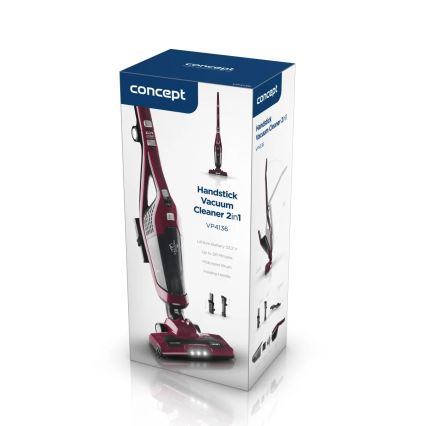 Concept VP4136 - Aspirador vertical sem fios 2 em 1 100W/22,2V 2200 mAh vermelho
