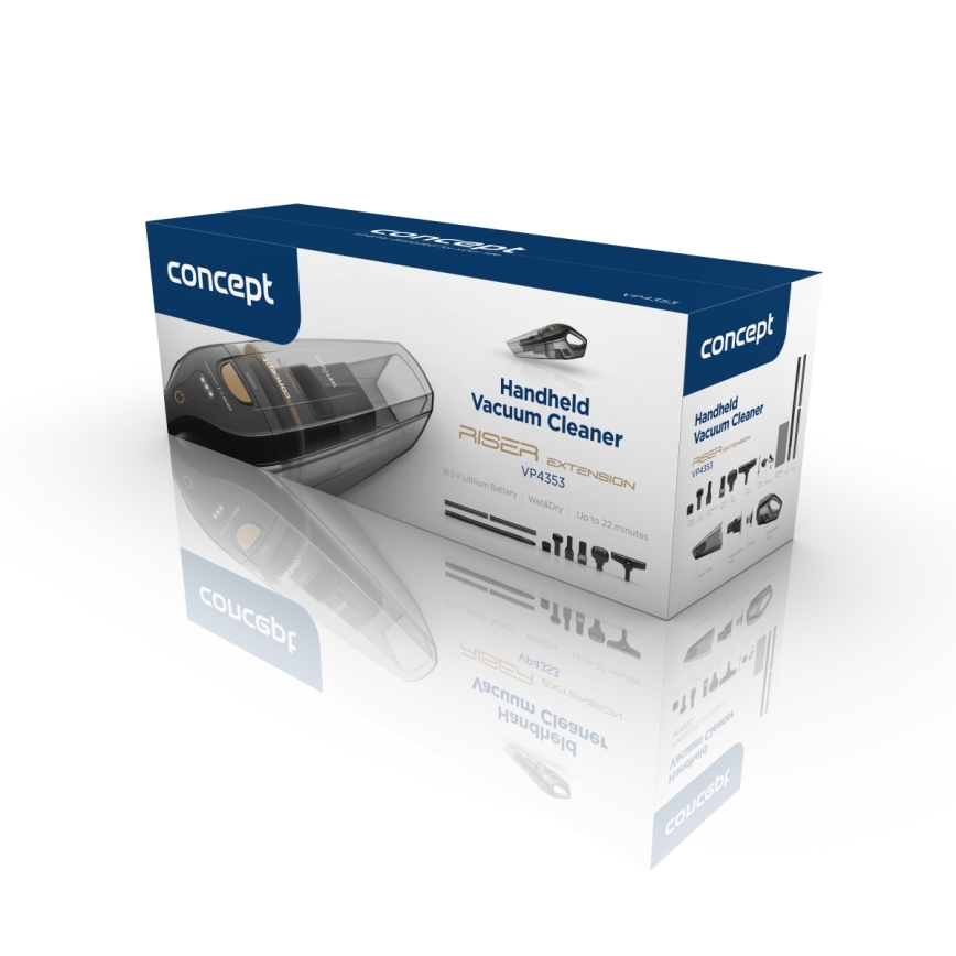 Concept VP4353 - Aspirador portátil WET & DRY COM EXTENSOR RISER 110W/18,5V 2200 mAh preto