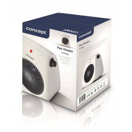 Concept vt7040 - Ventilador com aquecedor 1000/2000W/230V branco