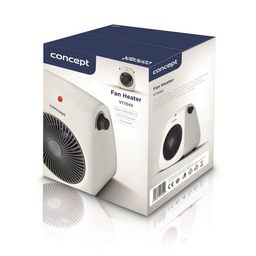 Concept vt7040 - Ventilador com aquecedor 1000/2000W/230V branco