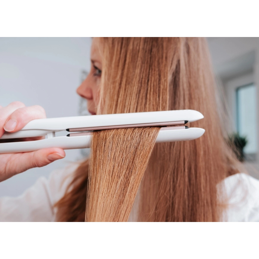 Concept VZ2110 - Prancha alisadora de cabelo GLAM STYLE 48W/230V branca/ouro rosa