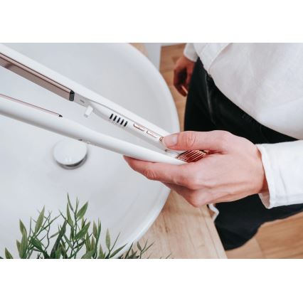 Concept VZ2110 - Prancha alisadora de cabelo GLAM STYLE 48W/230V branca/ouro rosa