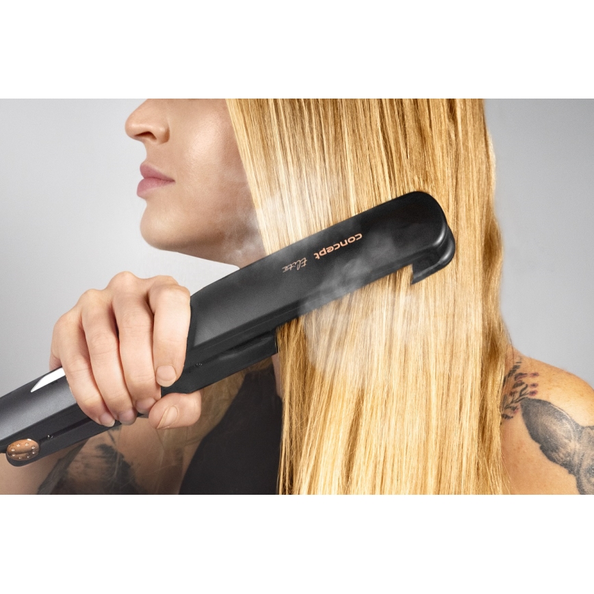 Concept VZ6010 - Alisador de cabelo a vapor com visor LED ELITE STEAM BOOST 54W/230V preto