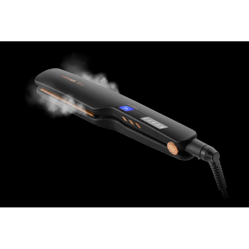 Concept VZ6010 - Alisador de cabelo a vapor com visor LED ELITE STEAM BOOST 54W/230V preto