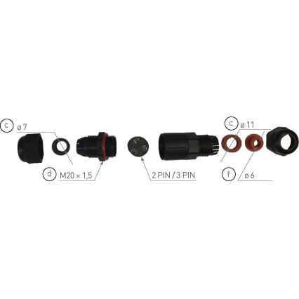 Conector de cabo CSJ 250V/250A IP68 2x1,5 mm²