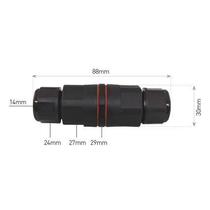 Conector de cabo CWF 250V/16A IP68 3x2,5 mm²