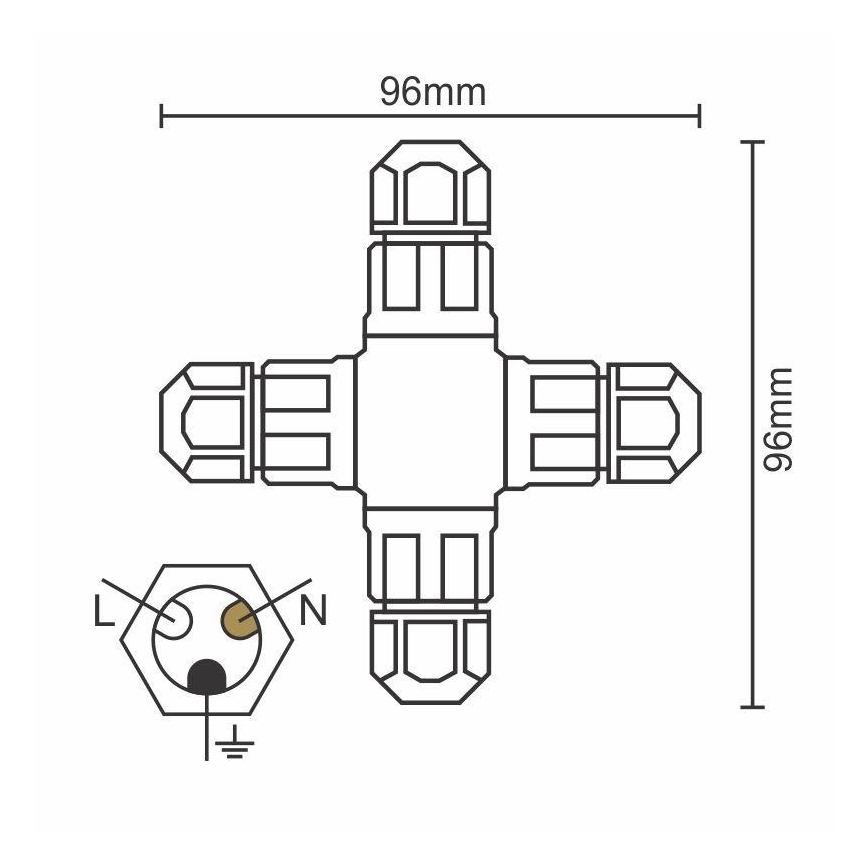 Conector de conexão C20A/WP/3x1,5/4