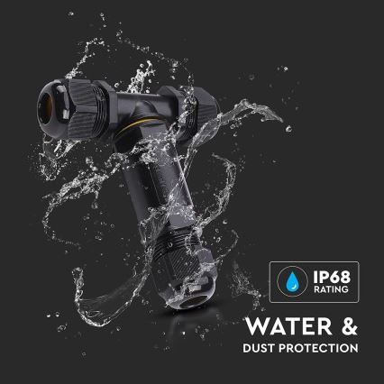 Conector de ligação à prova d'água IP68 preto