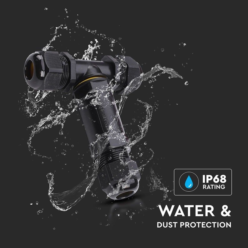 Conector de ligação à prova d'água IP68 preto