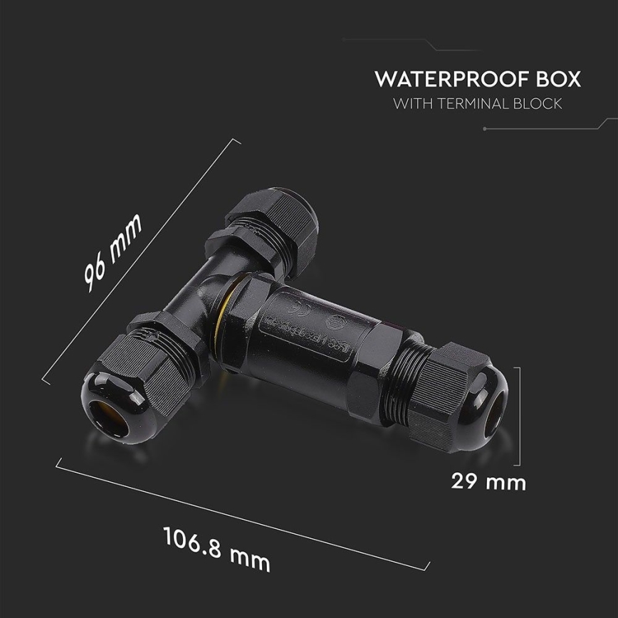 Conector de ligação à prova d'água IP68 preto