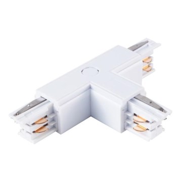 Conector para iluminação em sistema de carril trifásico TRACK branco tipo T