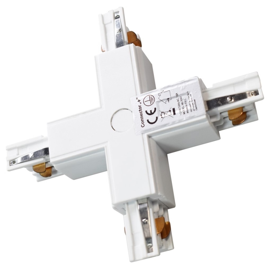 Conector para iluminações em sistema de carril trifásico TRACK branco tipo +